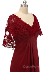 Mermaid Wine Red Ruffled Long Mother of the Bride Dresses