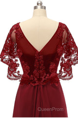 Mermaid Wine Red Ruffled Long Mother of the Bride Dresses
