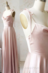 Simple Satin Long Evening Prom Dresses, A-Line Evening Party Dresses