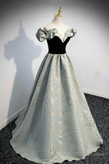 Off the Shoulder Satin Long Prom Dress, A-Line Evening Dress
