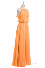 Sage Green Chiffon Halter Blouson-Style Long Bridesmaid Dresses