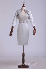 Two Piece Grey High Collar Short Mother of the Bride Dresses