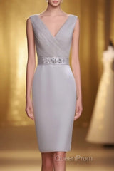 Two Piece Grey High Collar Short Mother of the Bride Dresses