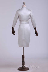 Two Piece Grey High Collar Short Mother of the Bride Dresses