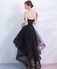 Black Tulle Lace Short Prom Dress, Black Tulle Homecoming Dress, 1