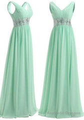 Beading Straps A-Line/Princess Chiffon Prom Dresses
