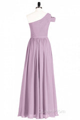 Dusty Purple Chiffon One-Shoulder A-Line Long Bridesmaid Dresses