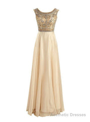 Floor-Length/Long A-Line/Princess Beading Floor-Length/Long Chiffon Prom Dresses