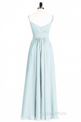 Mint Green Chiffon Twist Front A-Line Long Bridesmaid Dresses