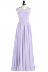 Lavender Chiffon Sweetheart Cutout Back A-Line Long Bridesmaid Dresses
