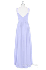 Lavender Chiffon V-Neck Backless Long Bridesmaid Dresses
