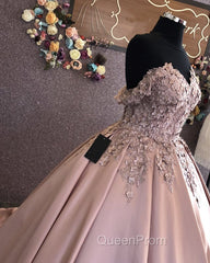 3D Lace Flowers Embroidery Sweetheart Satin Wedding Dresses Ballgown