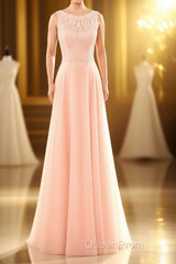 Pearl Pink Backless A-Line Long Bridesmaid Dresses