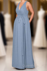 Dusty Blue Halter Backless Maternity Bridesmaid Dresses