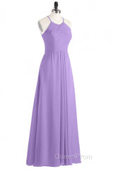 Sage Green Chiffon Halter Backless Long Bridesmaid Dresses