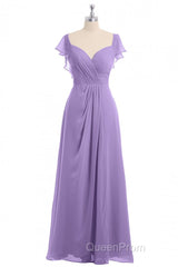 Lavender Sweetheart Ruffled A-Line Long Bridesmaid Dresses