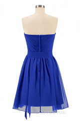 Royal Blue Sweetheart Tie-Side Short Bridesmaid Dresses