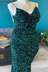 Red Sequin Cowl Neck Lace-Up Back High-Low Evening Prom Dresses