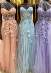 Fairy-Tale Appliques One-Shoulder A-Line Evening Prom Gown