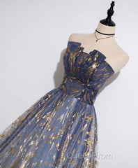 Unique Tulle Lace Long Evening Prom Dresses, Tulle Lace Formal Dresses, 2