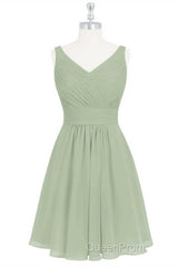 Sage Green Chiffon A-Line Short Bridesmaid Dresses