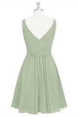 Sage Green Chiffon A-Line Short Bridesmaid Dresses