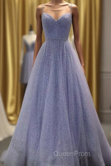 A Line Long Sparkly Spaghetti Straps Evening Prom Dresses Evening Formal Dresses Fashion School Dance Dresses