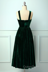 Straps Dark Green Velvet Dresses