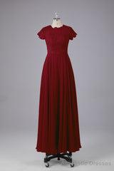 Beautiful A-Line Cap Sleeves Long Bridesmaid Dresses With Pockets