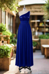 Beautiful  Sequins One-Shoulder Bridesmaid Dresses with Pockets
