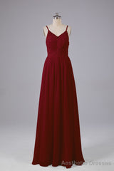Beautiful Spaghetti Straps Backless Long Bridesmaid Dresses