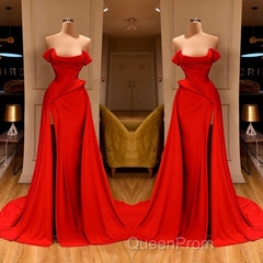 Sexy Red Off-the-Shoulder Long Evening Prom Dresses With Split Online