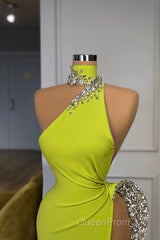 Unique Ginger yellow Triangle Neck Sexy high side-cut Long Evening Dresses