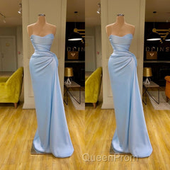Unique Cross Sweetheart Light Blue Soft-pleated Long Evening Prom Dresses