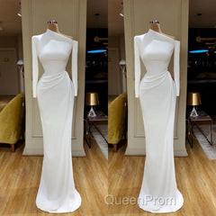 Creamy White Unique neck Long sleeves Mermaid Evening Dresses