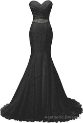 Chic Mermaid Sweetheart Long Lace Prom Dresses