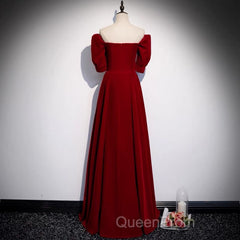 Classic Off Shoulder Long Maroon Evening Prom Dresses