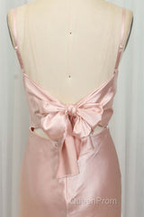 Classic Pink Spaghetti Straps Midi Party Dressess