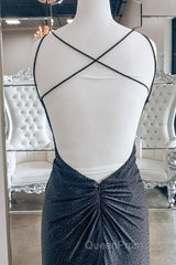 Mermaid Black Long Evening Prom Dresses with Cross Back