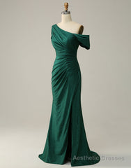 Dark Green Off The Shoulder Long Glitter Prom Dress With Split