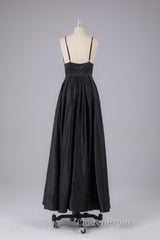 Elegant A Line Satin Spaghetti Straps Long Evening Prom Dresses