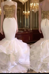 Gold Mermaid Tight Evening Prom Dresses Black Girl Slays