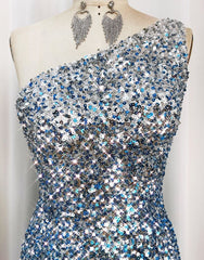 Gorgeous Sparkly Sequin One Shoulder Tight Homecoming Dresses With Fringe