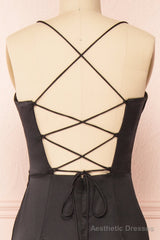 Black Prom Dresses, Corset Cowl Neck Maxi Dress, Black Bridesmaid Dress