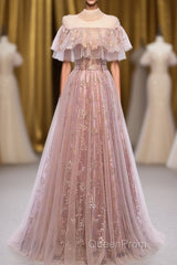 Elegant High Neck Vintage Long Lace Up Evening Prom Dresses Flowy Party Gowns