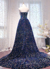 Chic Long Strapless Sparkly Tight Evening Prom Dresses Formal Party Dresses