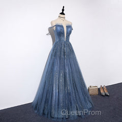 Lovely Tight A-line Lace Up Blue Evening Prom Dresses For Girls Party Dresses