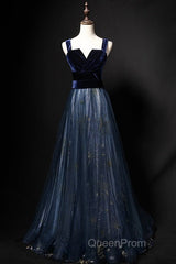 Elegant Long Lace Up Velvet Tulle Evening Prom Dresses Modest Party Gowns