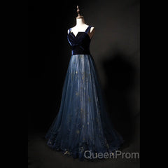 Elegant Long Lace Up Velvet Tulle Evening Prom Dresses Modest Party Gowns