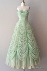 Mint Green Sweetheart Floor Length Long Prom Dresses, Ruched Chiffon Party Gown